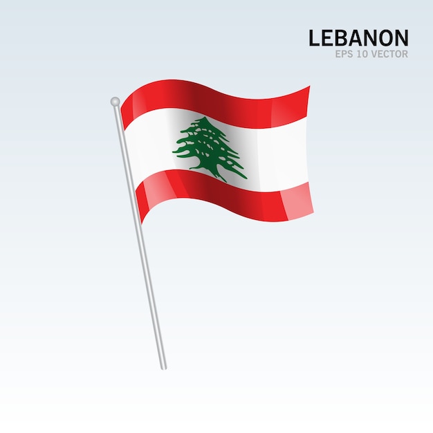 Download Lebanon waving flag isolated on gray background | Premium Vector