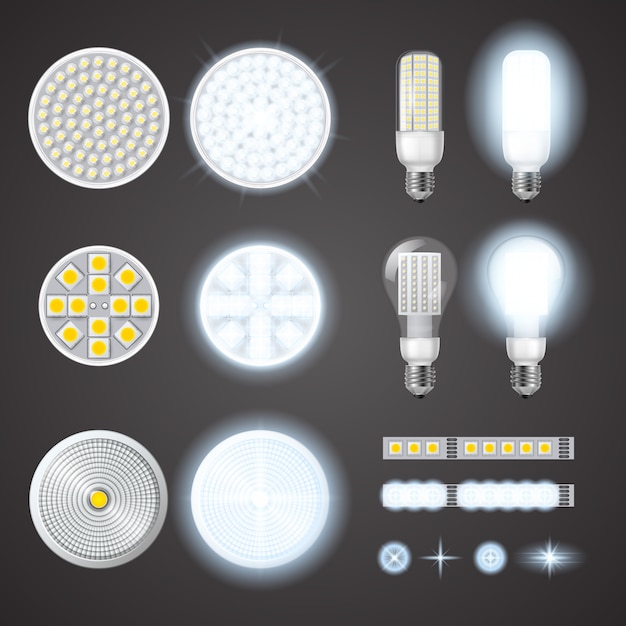 Download free Led lamps and lights effects set vector | Freepik