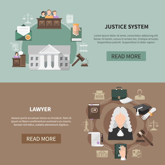 Legal system banner collection Free Vector