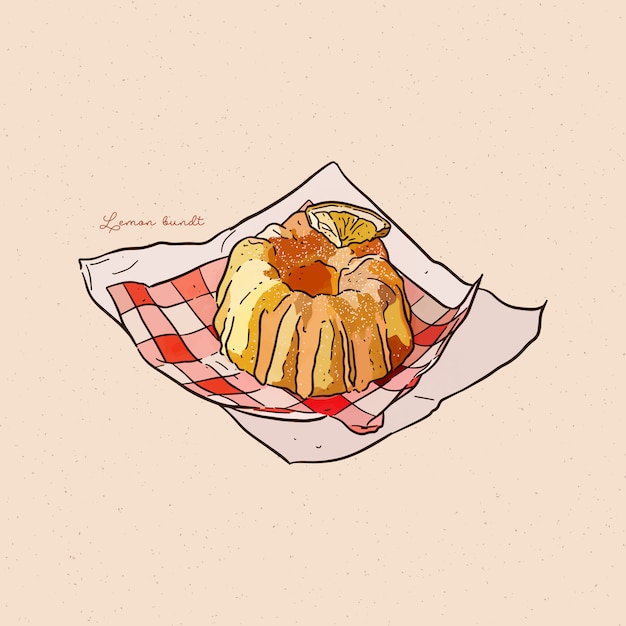 Premium Vector Lemon bundt cake, hand draw sketch