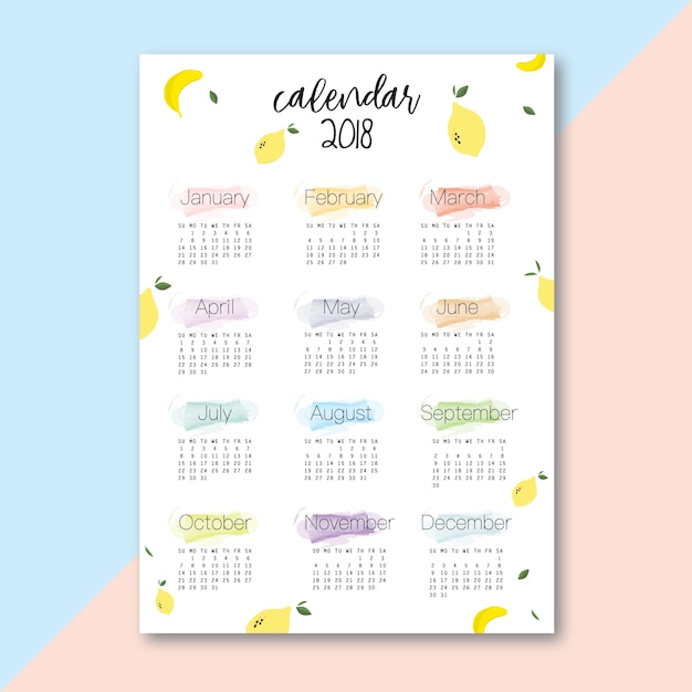 Premium Vector Lemon calendar 2018cute design