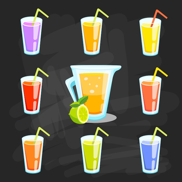 Lemon and lime lemonade. lemonade green illustration Free Vector