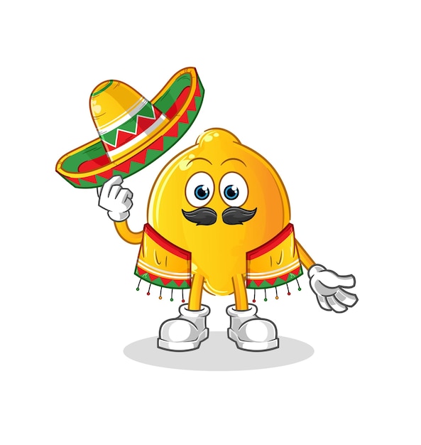 Premium Vector | Lemon mexican culture and flag. cartoon mascot vector