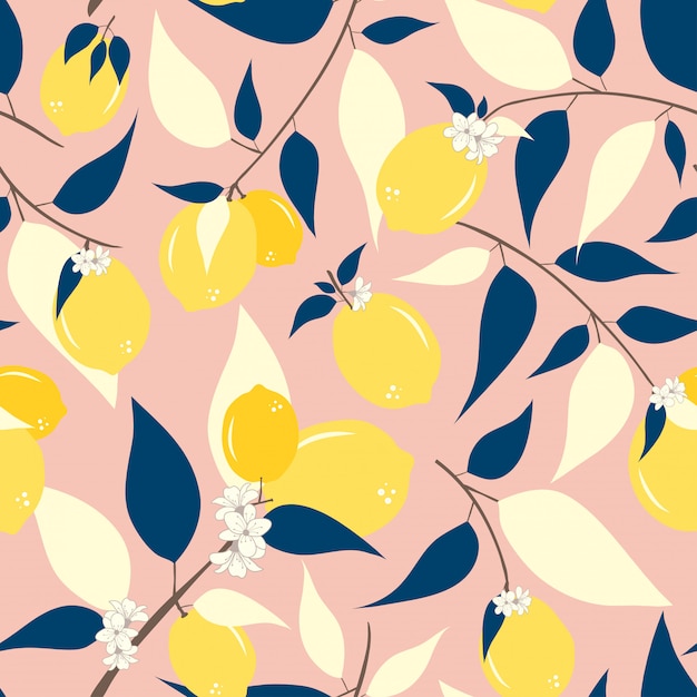 Lemon seamless pattern Premium Vector