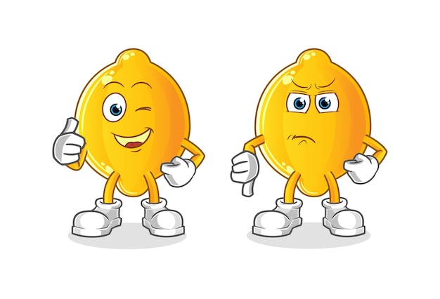 Premium Vector | Lemon thumbs up and thumbs down cartoon. cartoon mascot