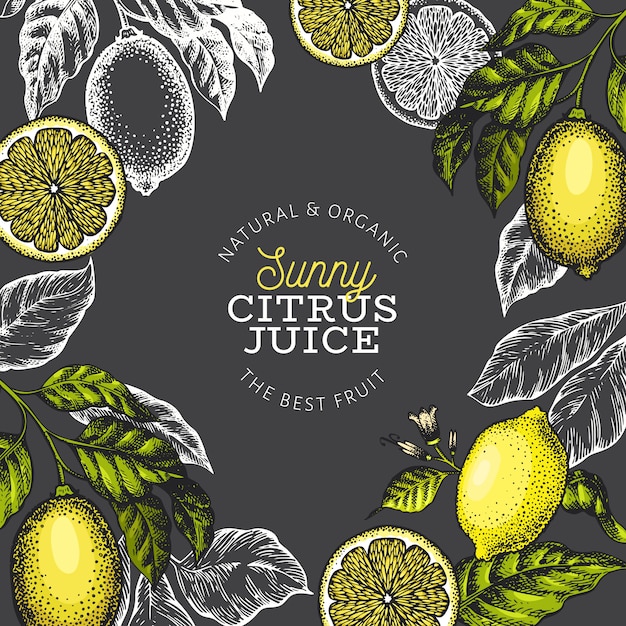Lemon tree banner template Premium Vector