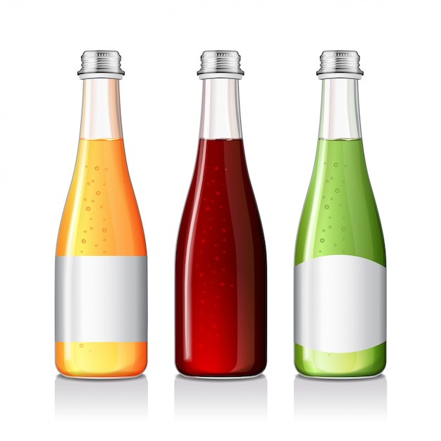 Download Lemonade, alcoholic drink, juice in a glass bottle with labels mock up. | Premium Vector