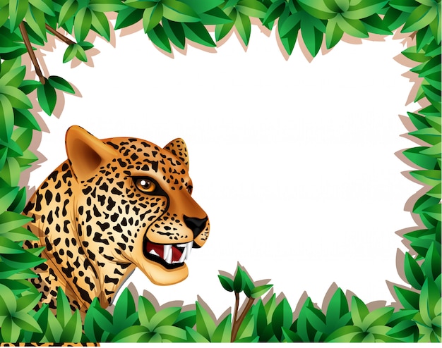 Free Vector | Leopard frame with leaves