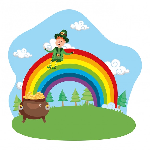 Premium Vector | Leprechaun gold rainbow