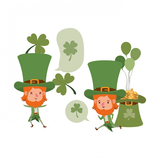 Premium Vector | Leprechauns with speech bubble avatar character