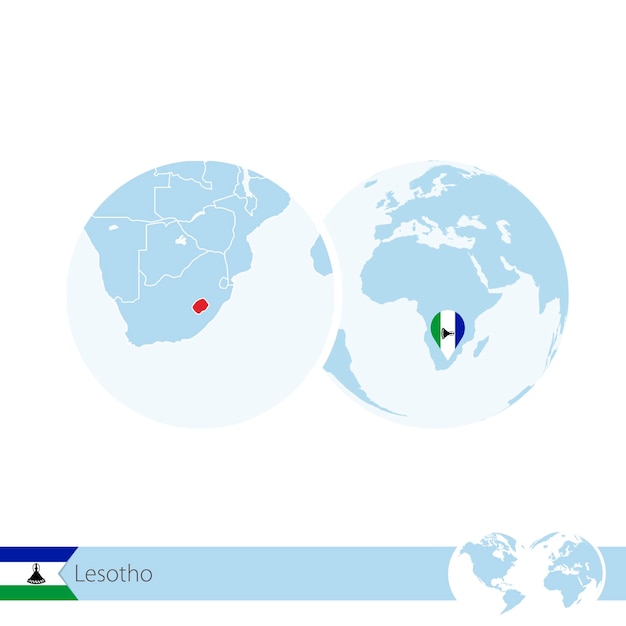 Premium Vector Lesotho On World Globe With Flag And Regional Map Of   Lesotho World Globe With Flag Regional Map Lesotho Vector Illustration 292608 2381 