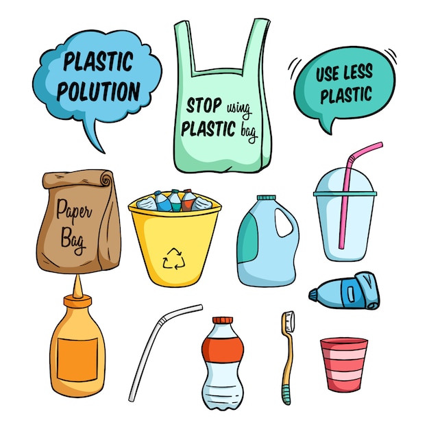 Premium Vector Less Plastic Illustration For Go Green And Using