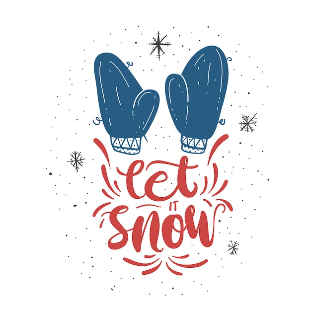 Download Let it snow lettering card. | Premium Vector