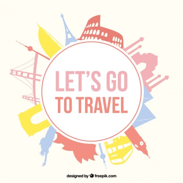 Free Vector Let's go travel badge