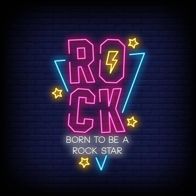 Let's rock neon style text | Premium Vector