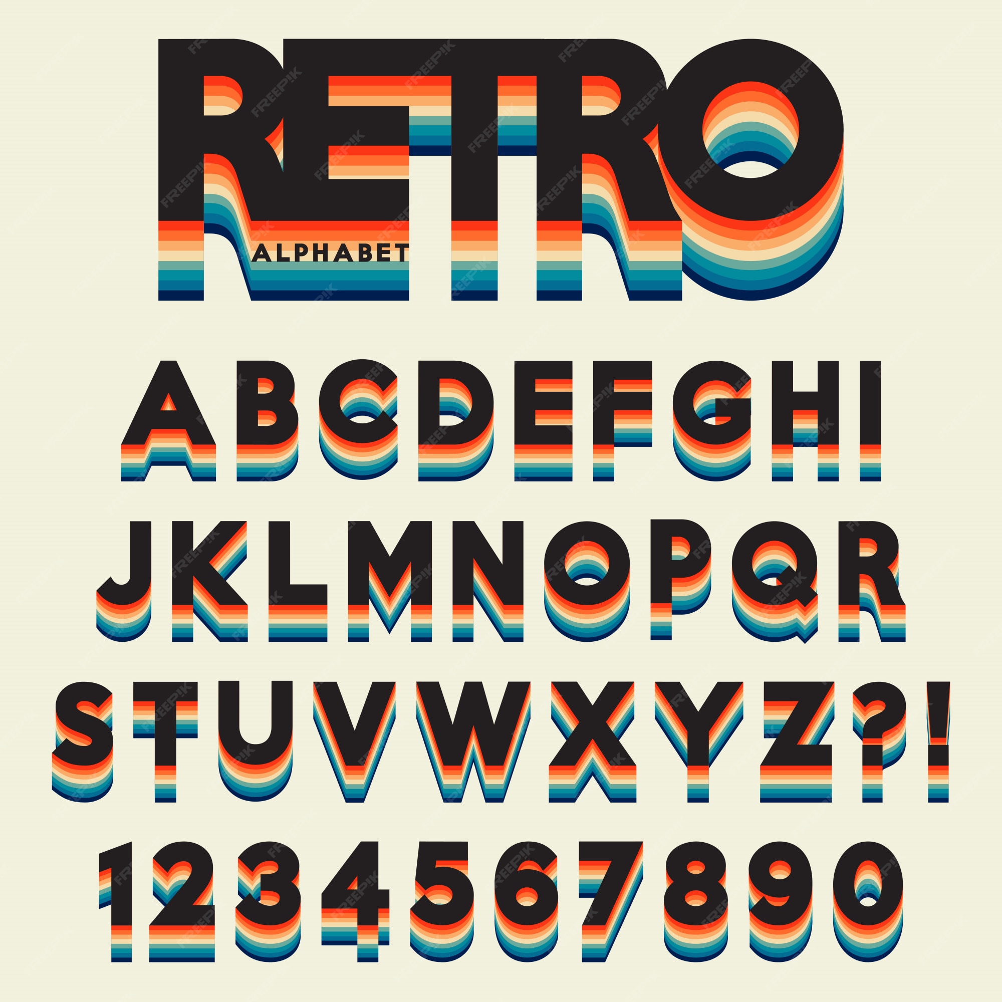 Premium Vector | Letter alphabet stylized retro style