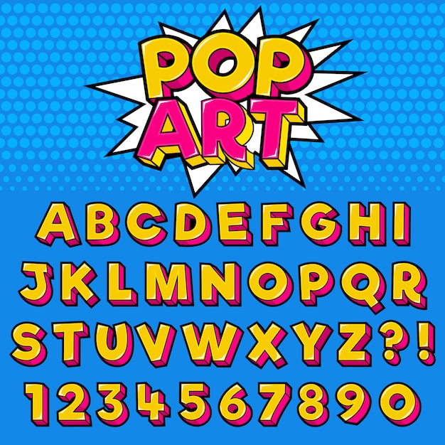  Letter  alphabet  with numbers pop  art  style design  