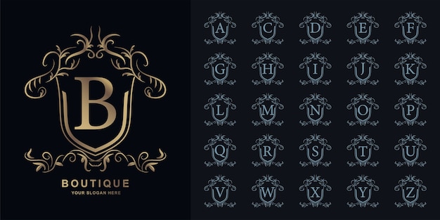 Premium Vector | Letter B Or Collection Initial Alphabet With Luxury ...