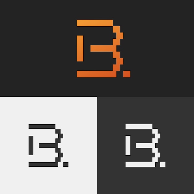 Premium Vector | Letter B Logo Design With Pixel Concept And Orange ...