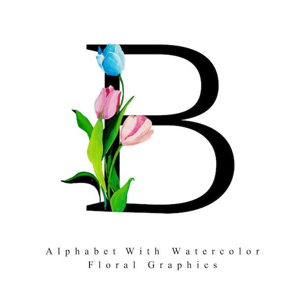 Download Letter b watercolor floral background Vector | Premium ...