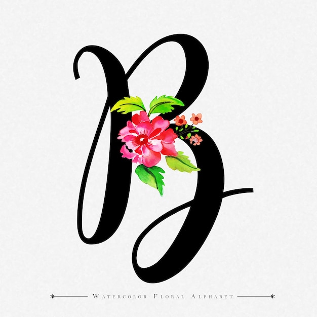 Download Premium Vector | Letter b watercolor floral background