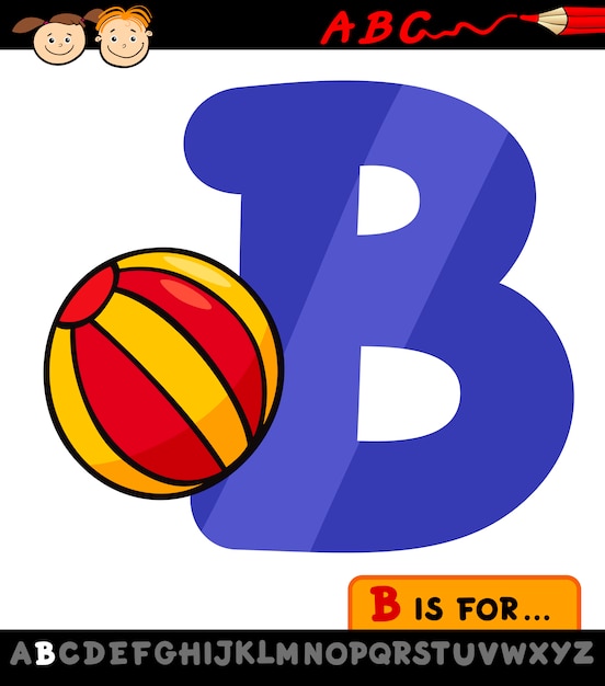 Premium Vector | Letter B With Ball Cartoon Illustration