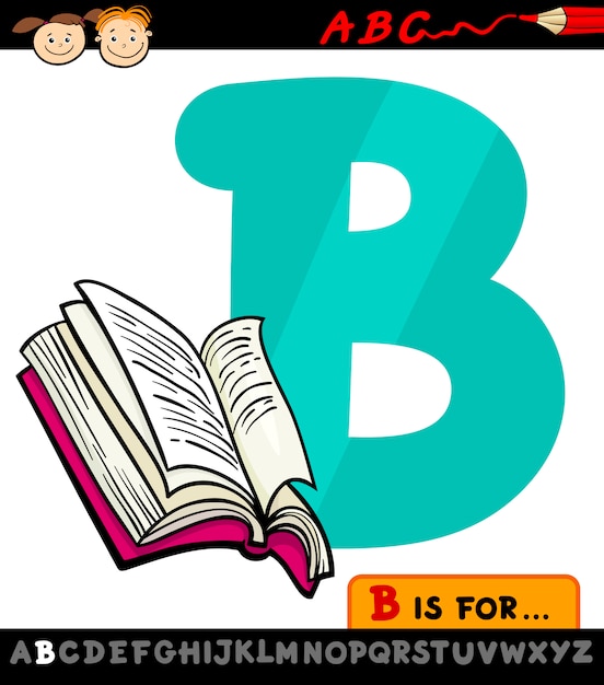 Premium Vector | Letter B With Book Cartoon Illustration