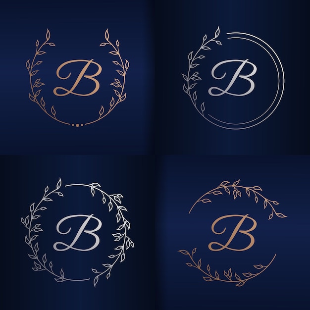 Premium Vector | Letter B With Floral Frame Logo Template