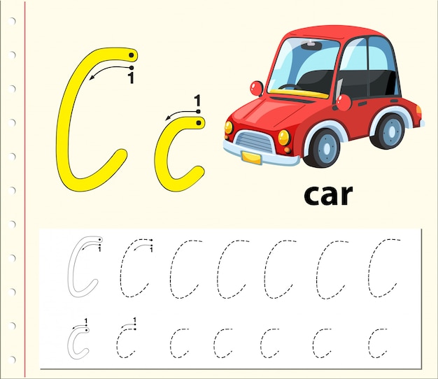 Premium Vector | Letter c tracing alphabet worksheets