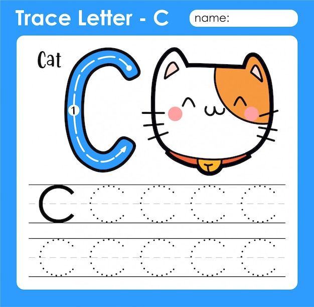 Premium Vector | Letter c uppercase - alphabet letters tracing ...