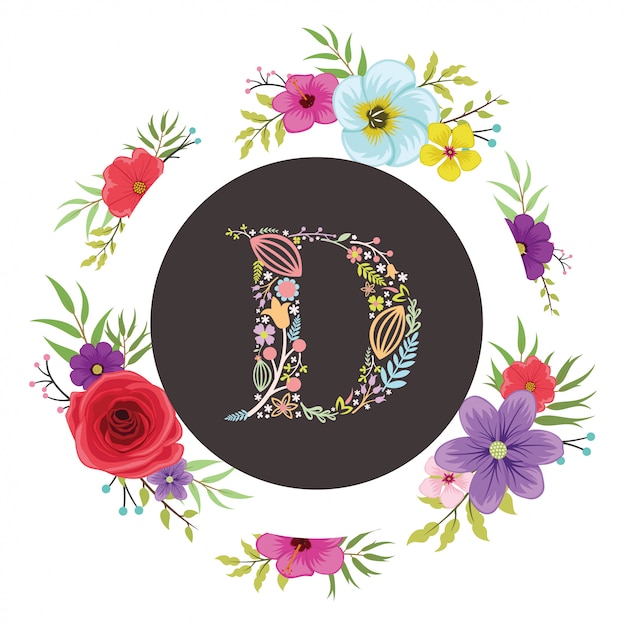 Download Letter d initial with floral vector | Premium Vector