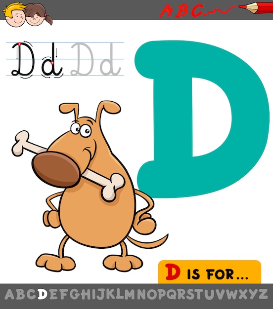 Premium Vector | Letter d with cartoon dog