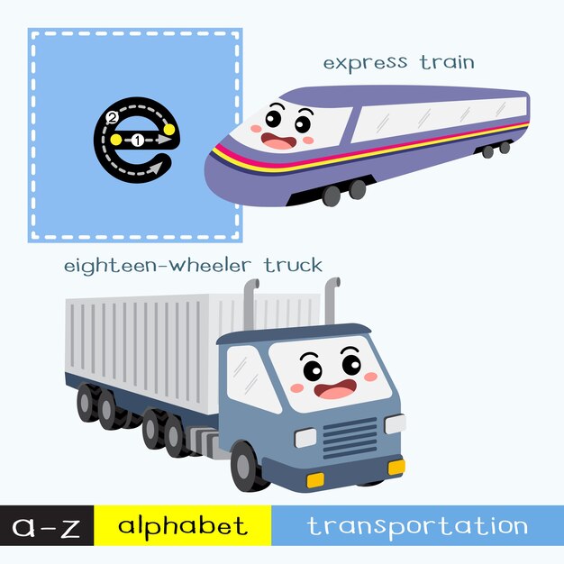 Letter e lowercase tracing transportations vocabulary ...