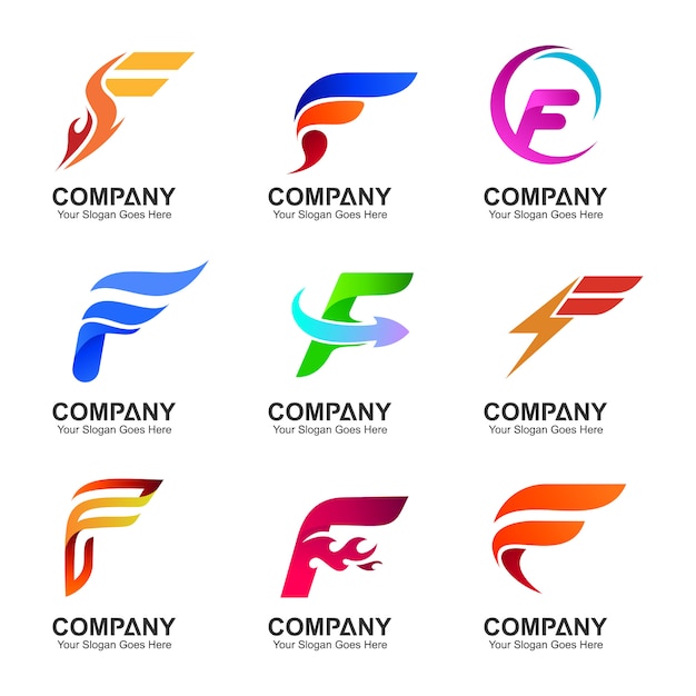 Letter f logo design collection Premium Vector