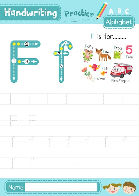 Letter F Uppercase And Lowercase Tracing Practice Worksheet