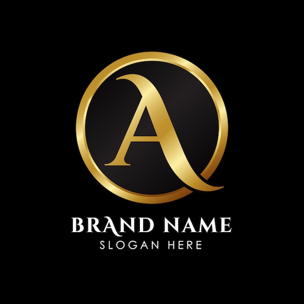 Letter a initial logo template in gold color Premium Vector