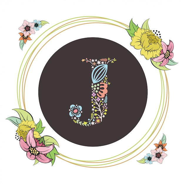 Download Letter j initial with floral vector Vector | Premium Download