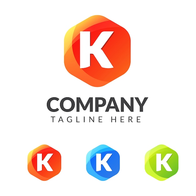 Premium Vector | Letter k logo with colorful geometry shape