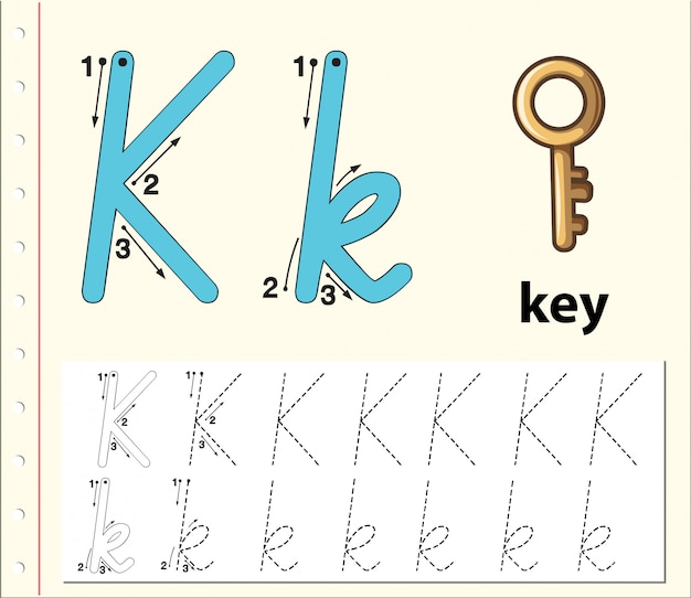 premium vector letter k tracing alphabet worksheets