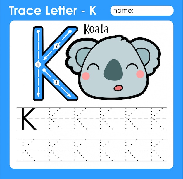 premium vector letter k uppercase alphabet letters tracing