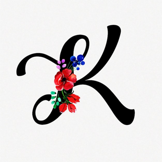 Download Letter k watercolor floral background | Premium Vector