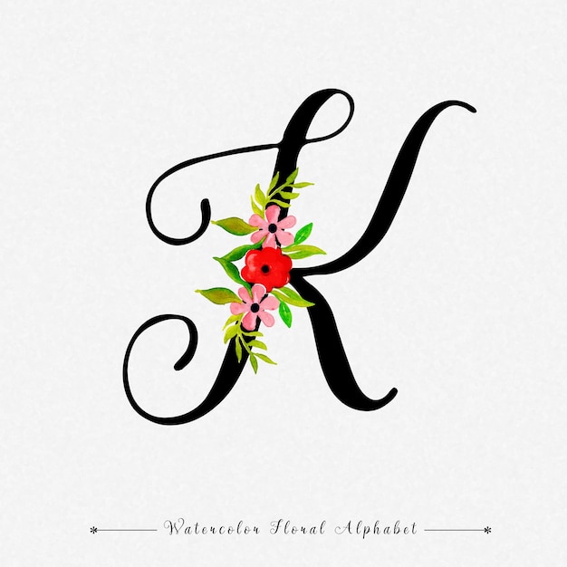 Premium Vector Letter K Watercolor Floral Background