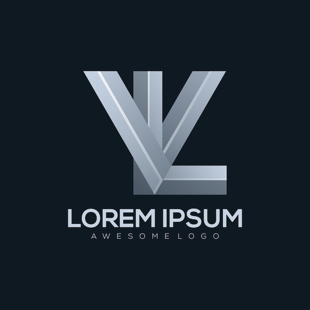 Premium Vector Letter l v logo template in silver color