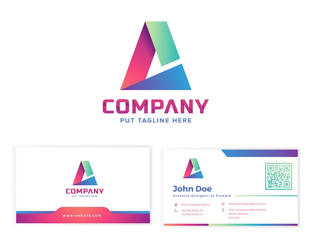 Download Free Letter A Logo With Stationery Business Card Premium Vector Use our free logo maker to create a logo and build your brand. Put your logo on business cards, promotional products, or your website for brand visibility.