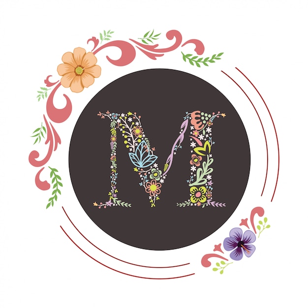 Download Premium Vector | Letter m initial with floral vector