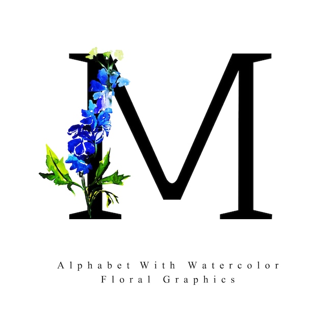 Download Letter m watercolor floral background Vector | Premium ...