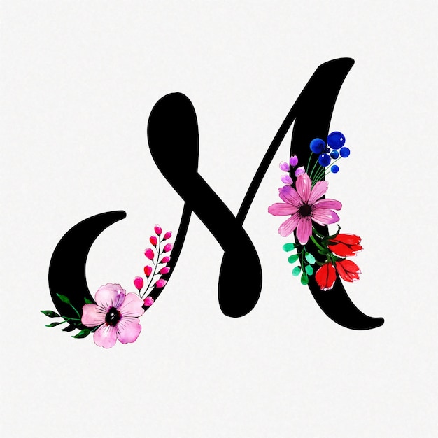 Download Premium Vector | Letter m watercolor floral background