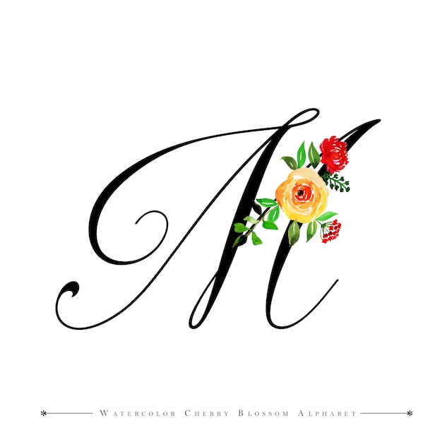 Download Letter m watercolor floral background | Premium Vector