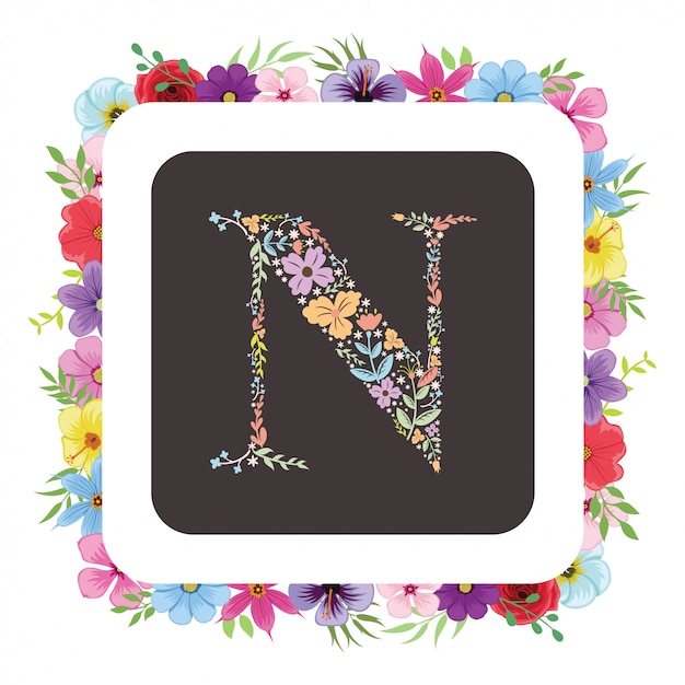 Download Premium Vector | Letter n initial with floral vector