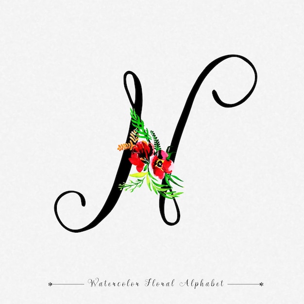 Download Letter n watercolor floral background Vector | Premium ...